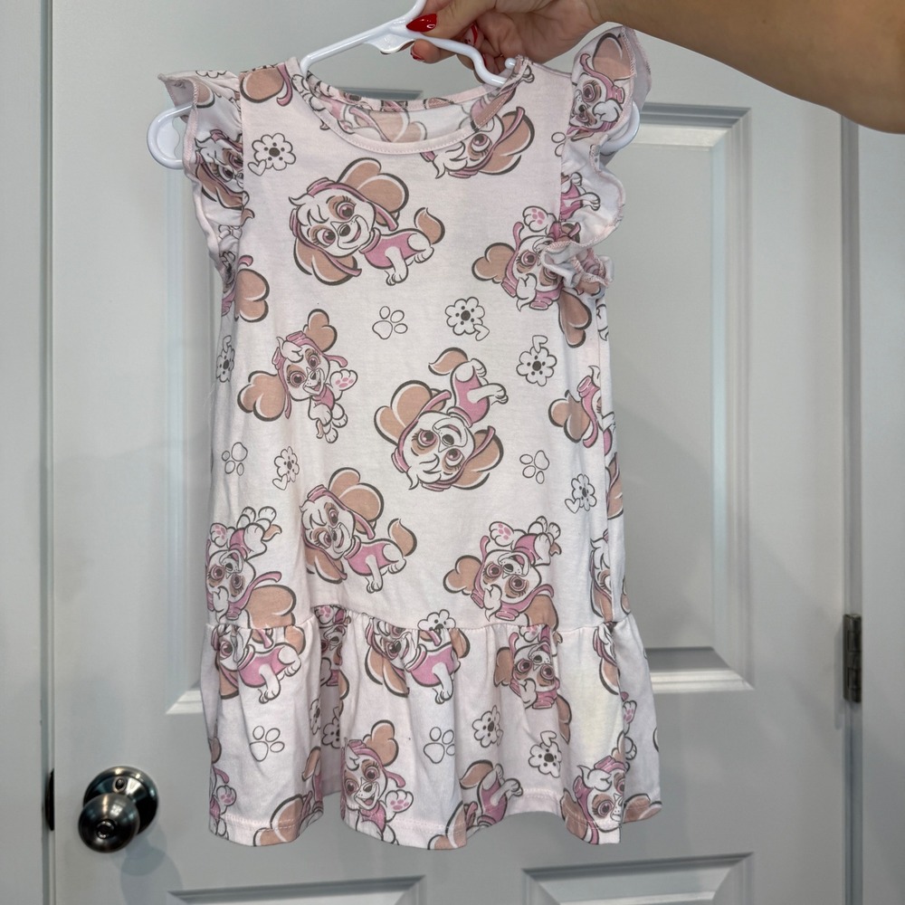 Paw Patrol Nickelodeon Skye Pink Flutter Sleeve Ruffle Dress Toddler Size 3T